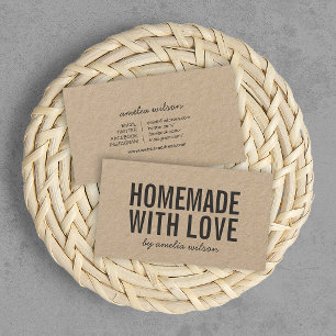 Rustic Homemade With Love Social Media Kraft Business Card