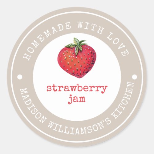 Rustic Homemade with Love   Strawberry Jam Label