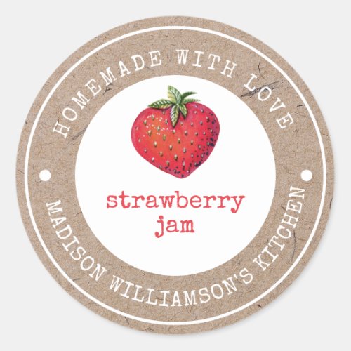 Rustic Homemade with Love   Strawberry Jam Label