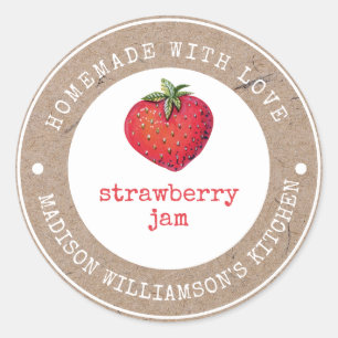 Rustic Homemade with Love Strawberry Jam Label
