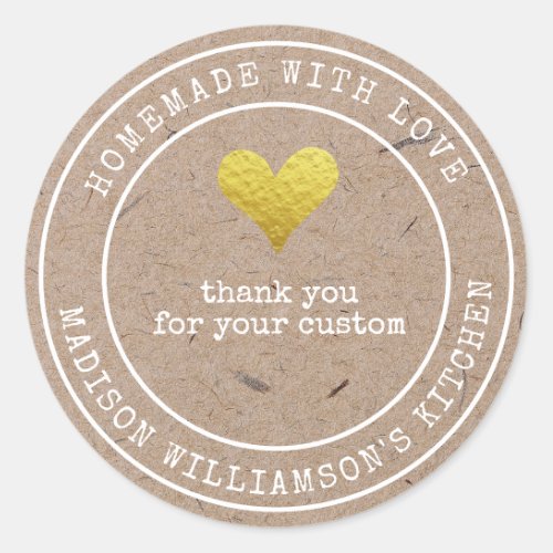 Rustic Homemade with Love   Thank you  Label