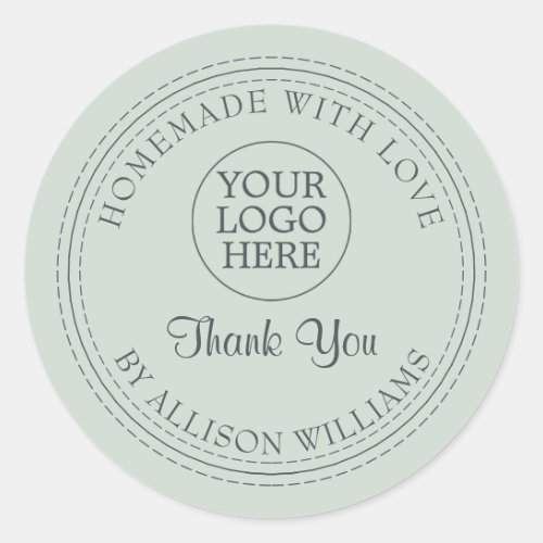 Rustic Homemade With Love Thank You Logo Green Classic Round Sticker