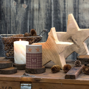 Rustic Homespun Burlap Country Monogram Candle