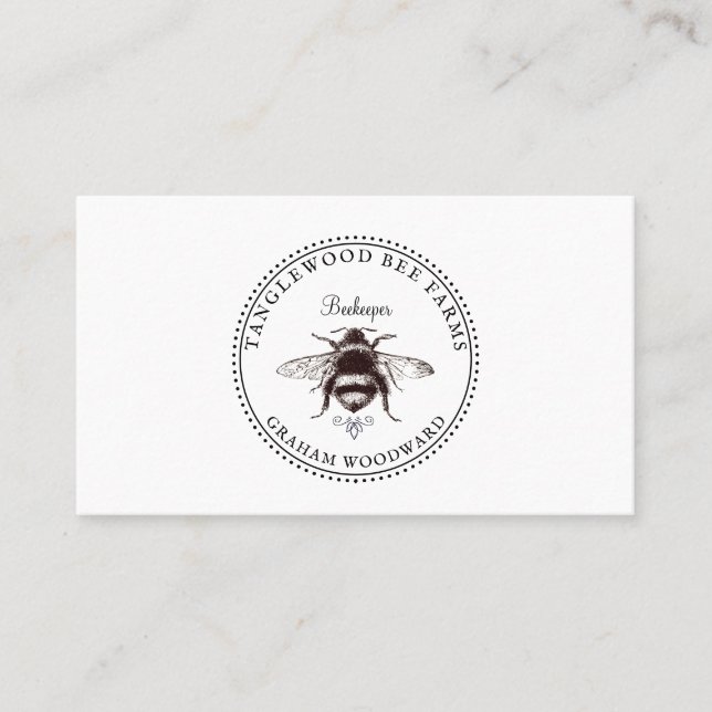Rustic Honey Bee Apiary Beekeeper Honey Products  Business Card (Front)