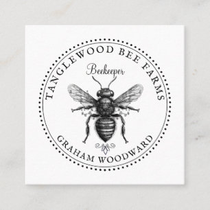 Rustic Honey Bee Apiary Beekeeper Honey Products Square Business Card
