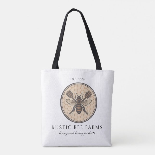 Rustic Honey Bee Beekeeper Apiary Tote Bag (Back)