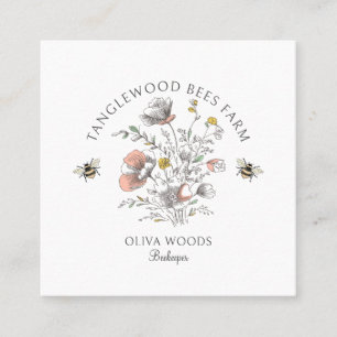 Rustic Honey Bee Florals Apiary Beekeeper Honey Square Business Card