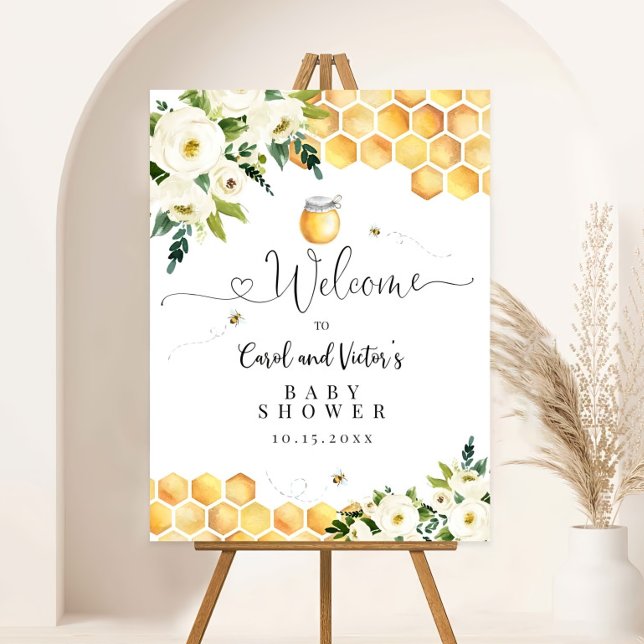 Rustic Honey Bumble Bee Baby Shower Welcome Sign (Creator Uploaded)