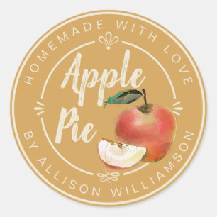 Rustic Honey Gold Homemade Apple Pie Classic Round Sticker