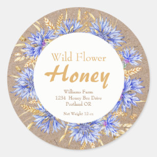 Rustic Honey Jar Apiary Label Wildflower Honey