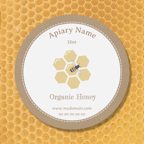 Rustic Honey Jar Label Sticker for Beekeeper