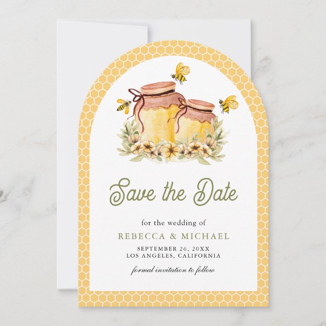 Rustic Honey Jars Arch Photo Wedding Save The Date (Front)