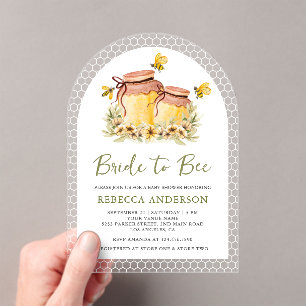 Rustic Honey Jars Bride to Bee Arch Bridal Shower Acrylic Invitations