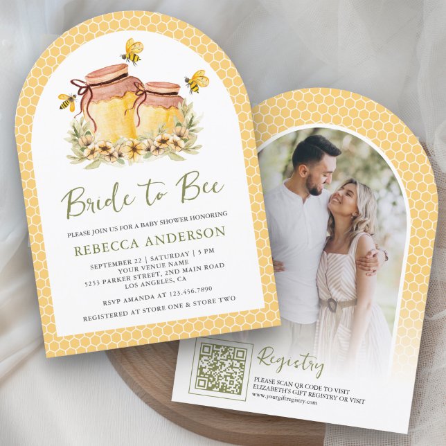 Rustic Honey Jars Bride to Bee Arch Bridal Shower Invitation (Creator Uploaded)