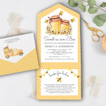 Rustic Honey Jars Sweet as can Bee Baby Shower All In One Invitation