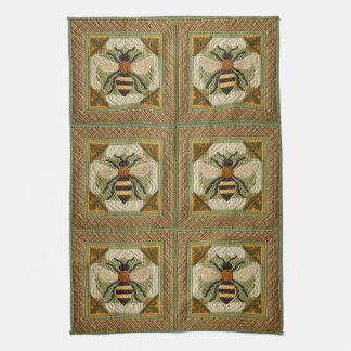 Rustic Honeybee Faux Quilt Two Kitchen Towel