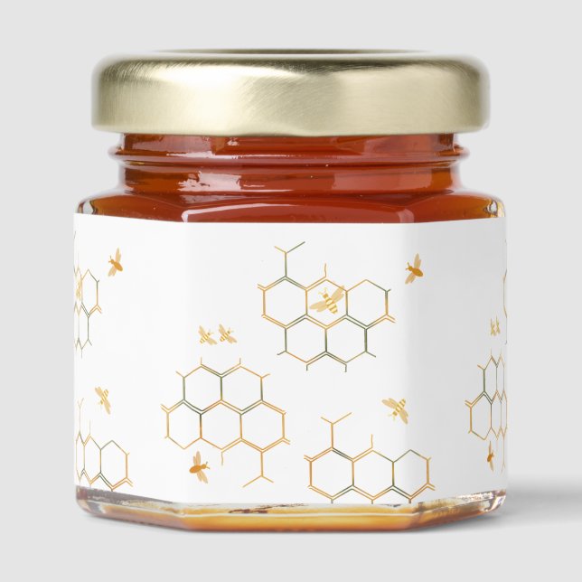 Rustic Honeycomb and Bees Honey Jar Favors (Front)