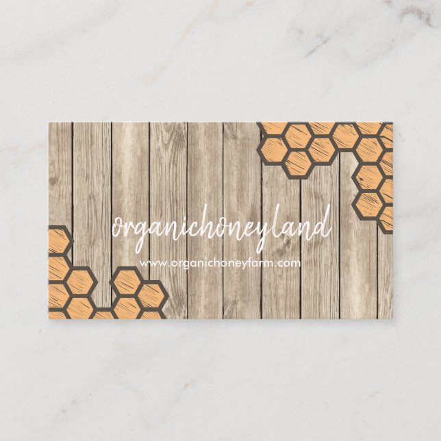 Rustic Honeycomb Pure Raw Honey Apiary Business Card (Front)
