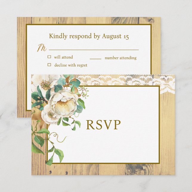 Rustic Honeyed Pine RSVP Card (Front/Back)