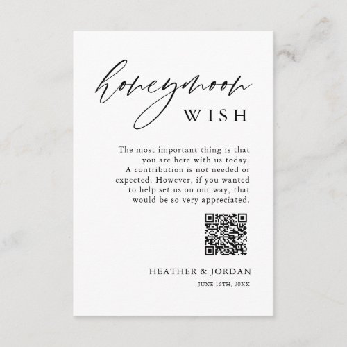 Rustic Honeymoon Wish QR Wishing Well Enclosure Card