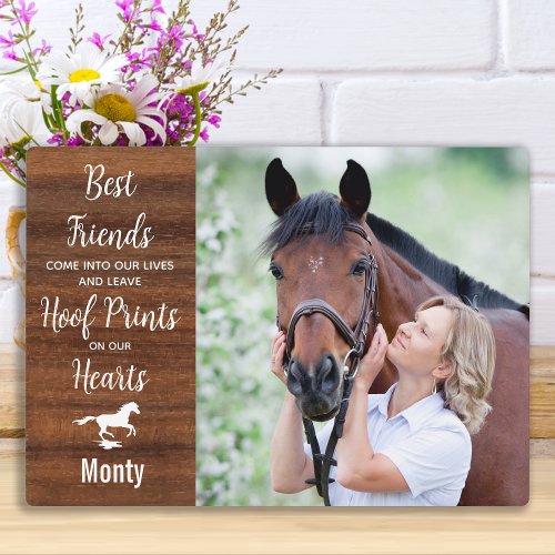 Rustic Hoof Prints On Our Hearts Horse Memorial Plaque