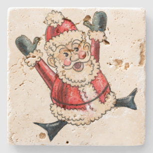 Rustic "Hooray Santa!" Coaster