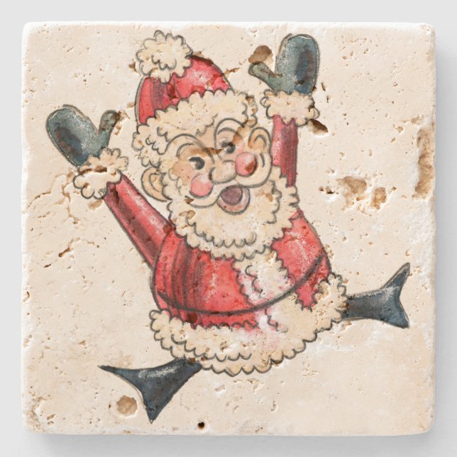 Rustic "Hooray Santa!" Coaster (Front)