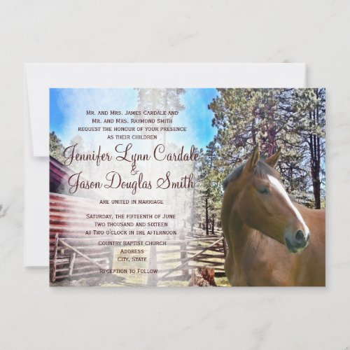 Rustic Horse Barn Corral Wedding Invitation