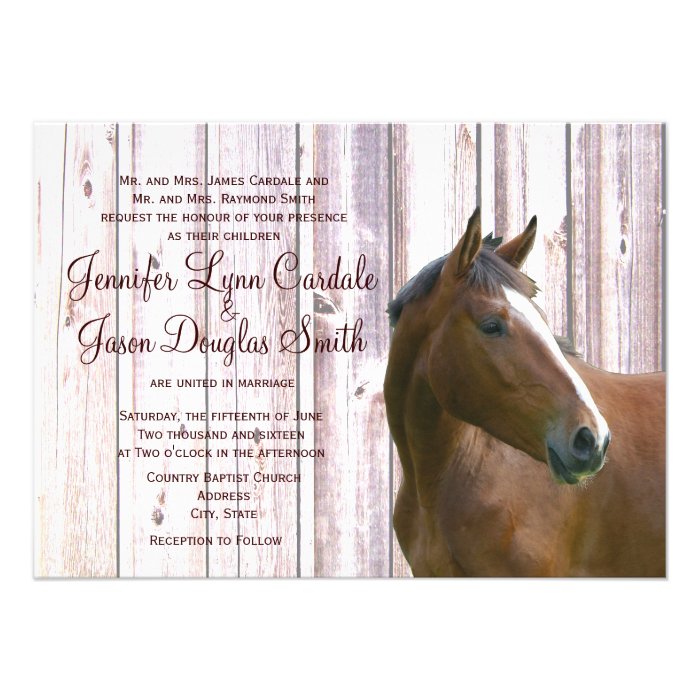 Rustic Horse Barn Wood Wedding Invitations