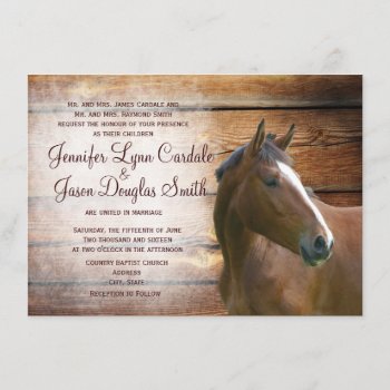 Rustic Horse Barn Wood Wedding Invitations by RusticCountryWedding at Zazzle