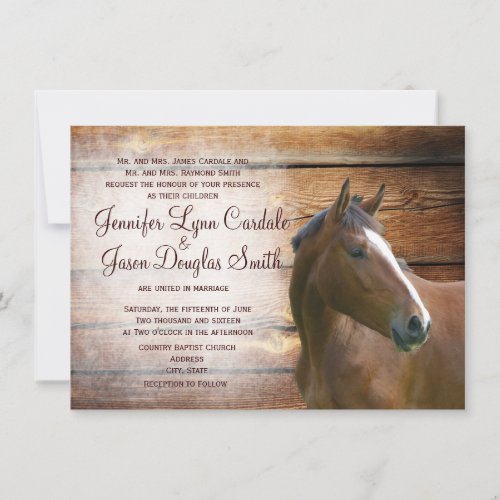Rustic Horse Barn Wood Wedding Invitations