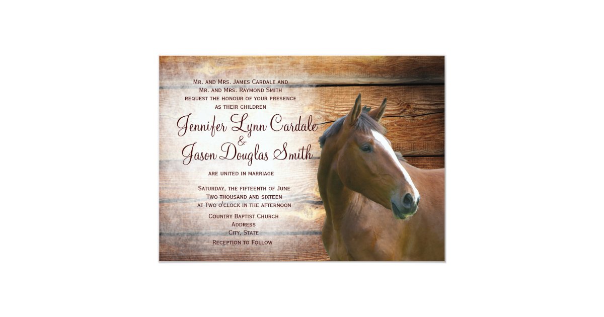 Rustic Horse Barn Wood Wedding Invitations