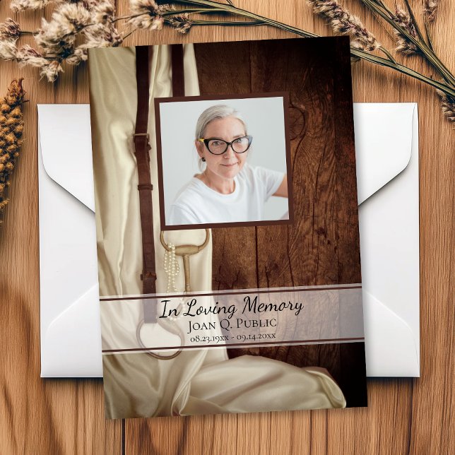 Rustic Horse Bit Satin Funeral Memorial Sympathy Thank You Card (Creator Uploaded)