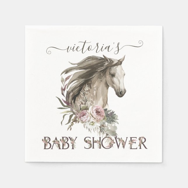 Rustic Horse Books for Baby Shower Napkins (Front)