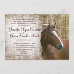 Rustic Horse Burlap Print Wedding Invitations