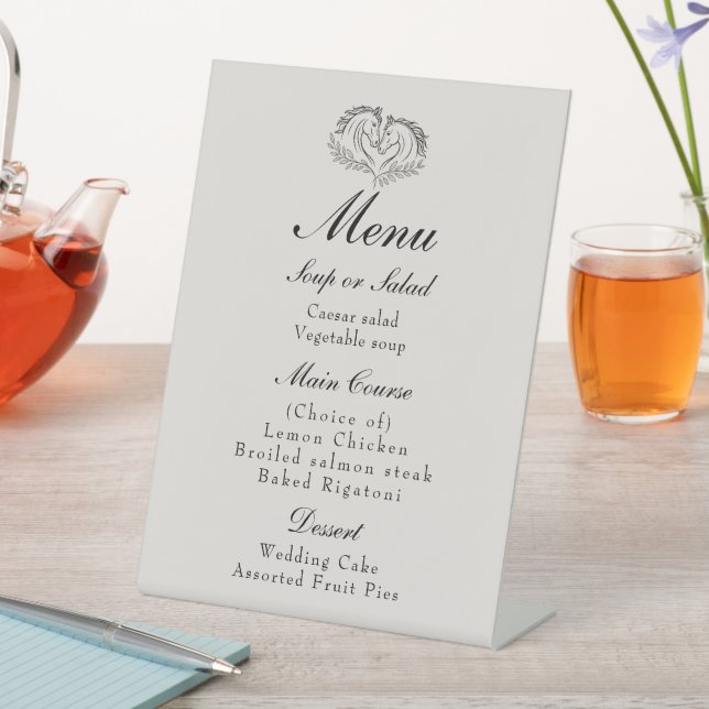 Rustic Horse Country Western Elegant Wedding Menu Pedestal Sign (In SItu)