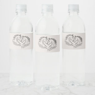 Rustic Horse Country Western Elegant Wedding Water Bottle Label