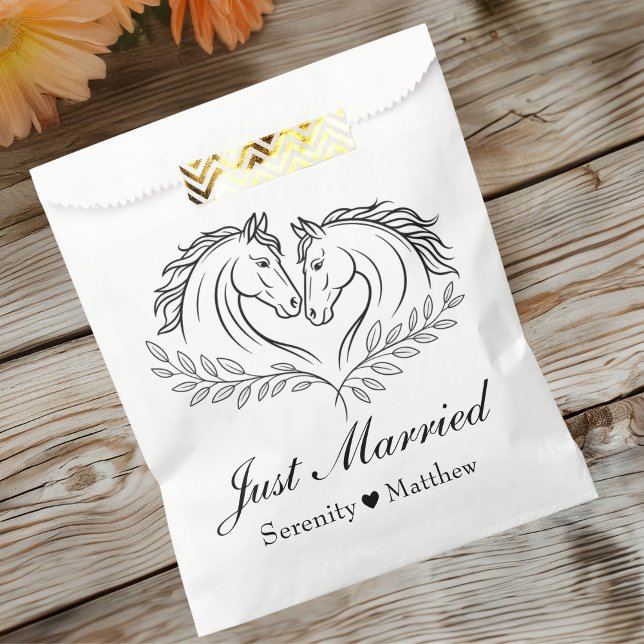Rustic Horse Country Western Just Married Wedding Favor Bag (Creator Uploaded)