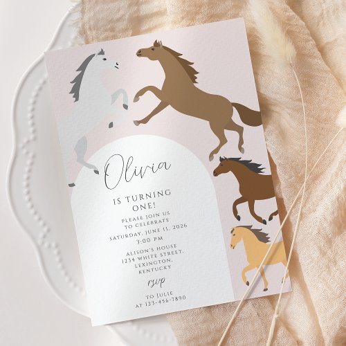 Rustic Horse Cowgirl Pink Birthday Party Invitation