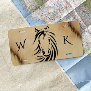 Rustic Horse Design License Plate