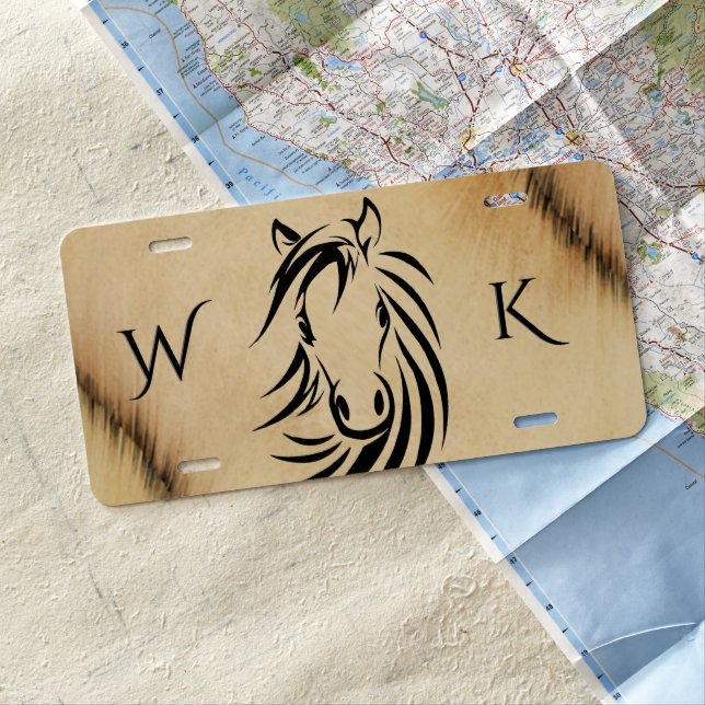 Rustic Horse Design License Plate (In Situ)