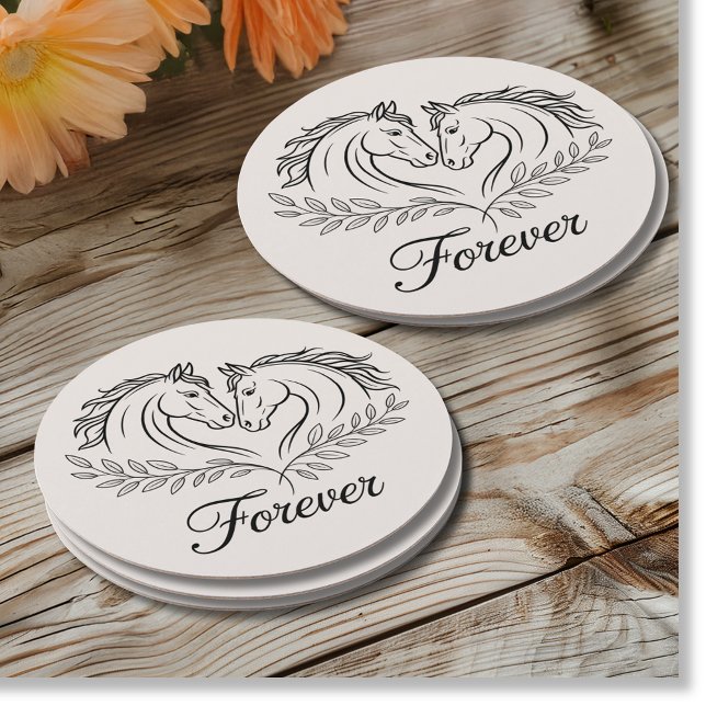 Rustic Horse Equestrian Country Western Wedding Round Paper Coaster (Creator Uploaded)