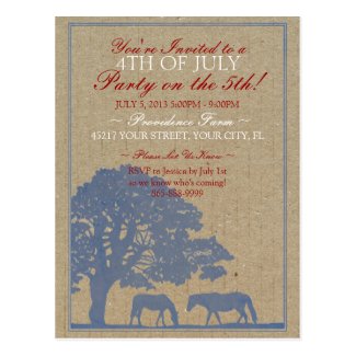 Rustic Horse Farm 4th of July Party Postcard