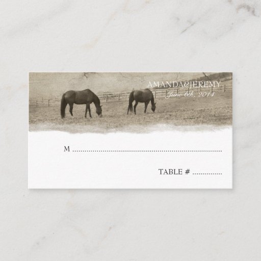 Customizable Rustic Horse Farm Seating Cards Business Cards