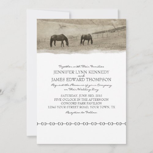 Rustic Horse Farm Wedding Custom Invite
