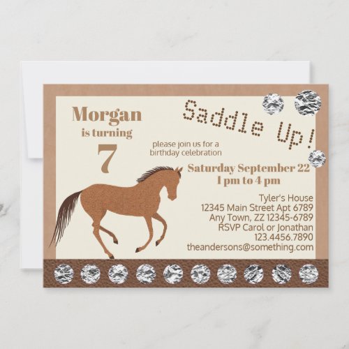 Rustic Horse Faux Leather Kids Birthday Party