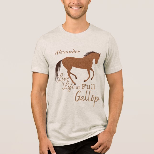Rustic Horse Faux Leather Live Life Inspiration Tri-Blend Shirt (Front)
