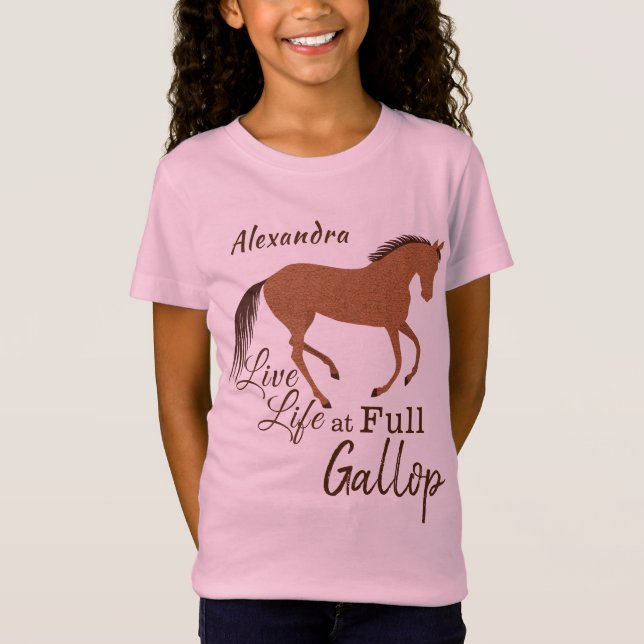 Rustic Horse Faux Leather Live Life Motivational T-Shirt (Front)