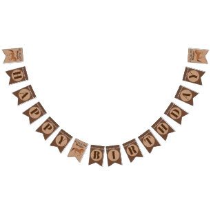 Rustic Horse Faux Leather Personalized Birthday Bunting Flags