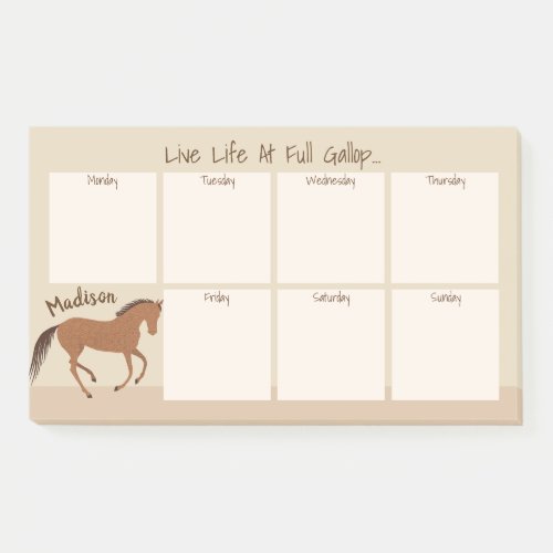 Rustic Horse Faux Leather Pony Weekly Calendar Post_it Notes